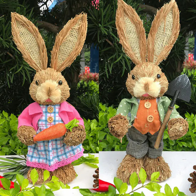 2 PCS Handmade Easter Bunny Decor (Indoor/Outdoor)