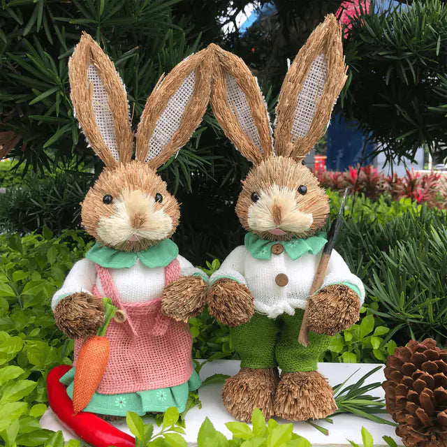 2 PCS Handmade Easter Bunny Decor (Indoor/Outdoor)