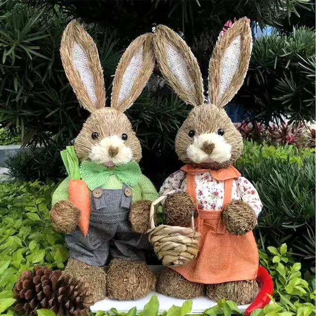 2 PCS Handmade Easter Bunny Decor (Indoor/Outdoor)