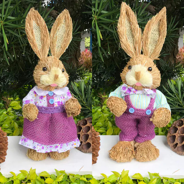 2 PCS Handmade Easter Bunny Decor (Indoor/Outdoor)