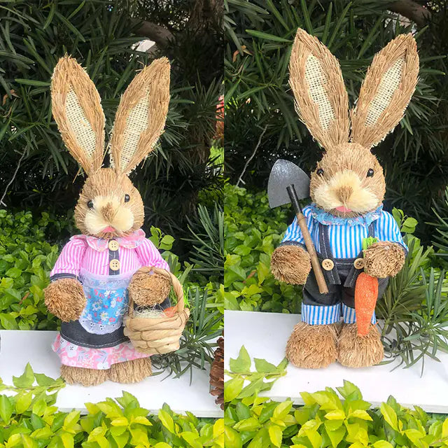 2 PCS Handmade Easter Bunny Decor (Indoor/Outdoor)
