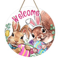 Wooden Wreath Hanging Decoration- Easter Squirrel Easter Eggs