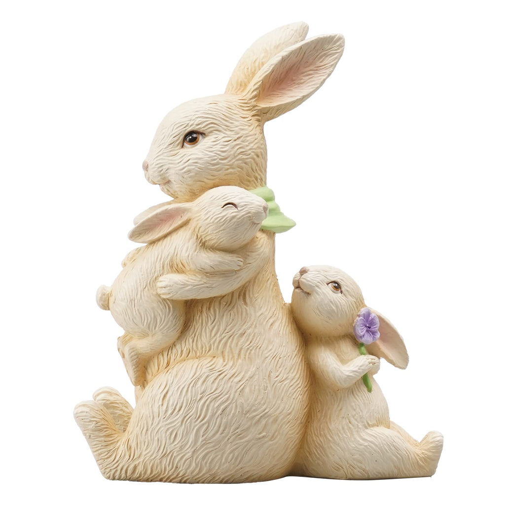 Family Bunny Figurine - Tabletop Sitting Bunny Decor (Mom with Kids)