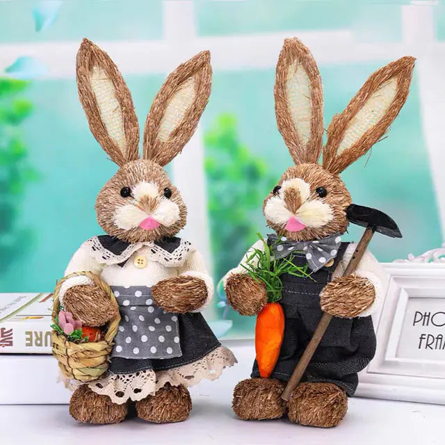 2 PCS Handmade Easter Bunny Decor (Indoor/Outdoor)