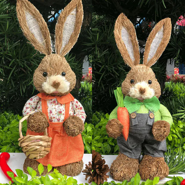 2 PCS Handmade Easter Bunny Decor (Indoor/Outdoor)