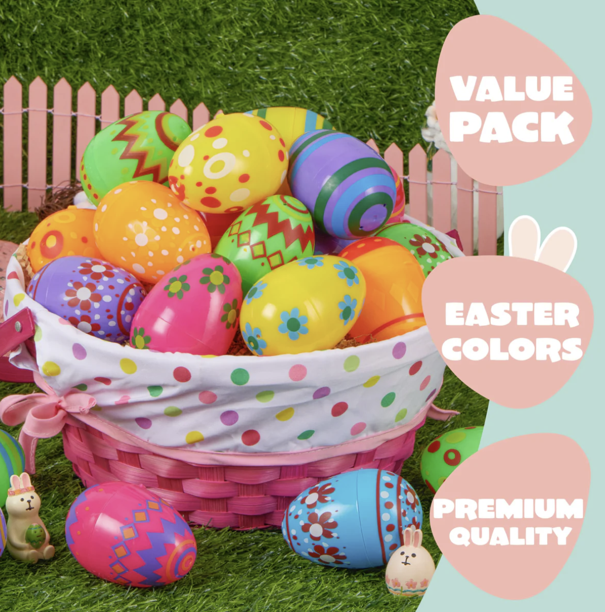 24PCS Design Plastic Easter Eggs (3.15")
