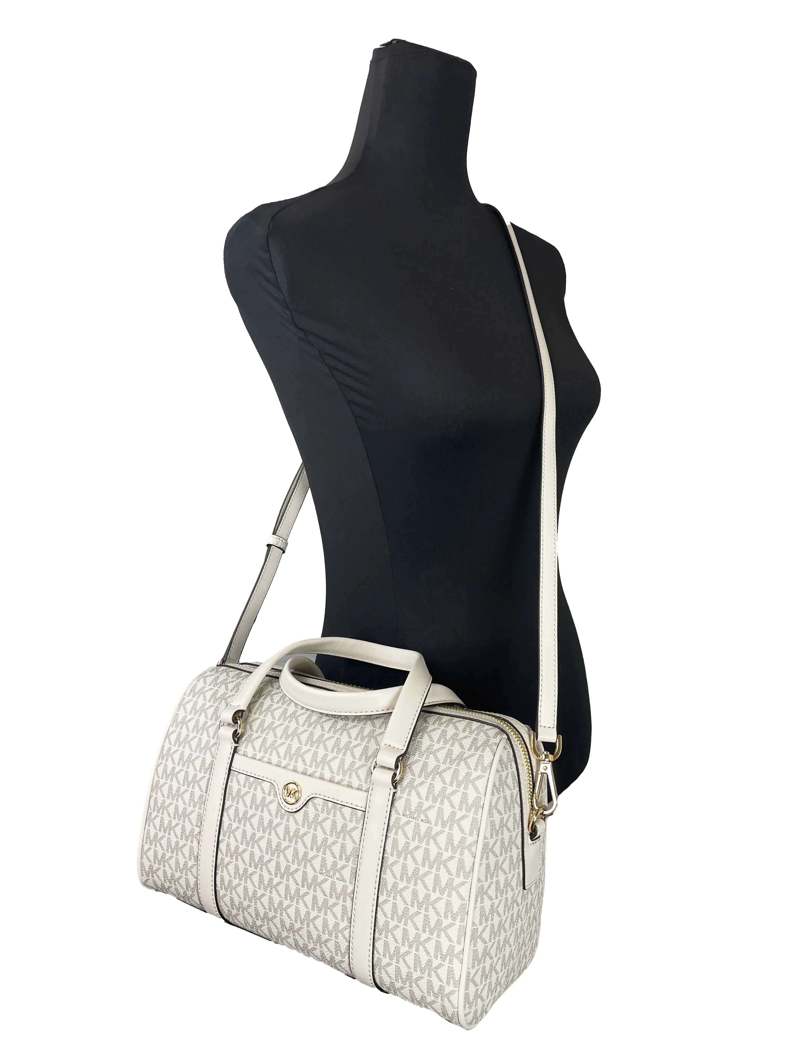 Michael Kors Travel Duffle Satchel Crossbody Bag - Medium (Cream)