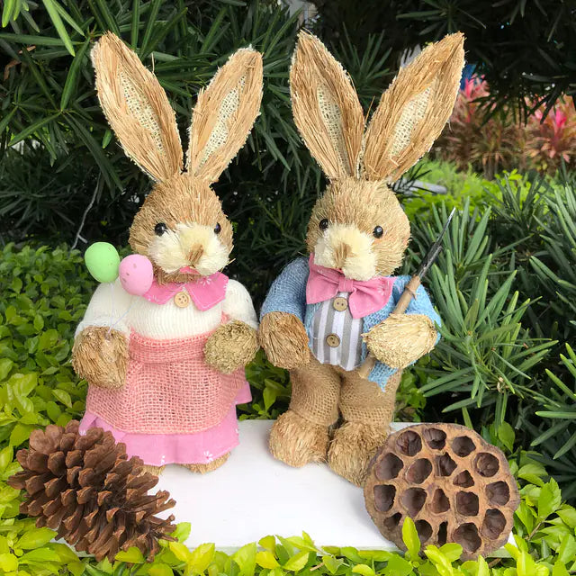 2 PCS Handmade Easter Bunny Decor (Indoor/Outdoor)