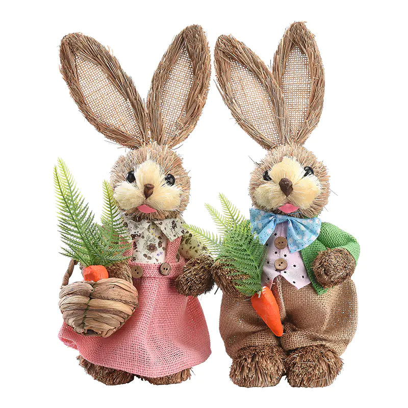 2 PCS Handmade Easter Bunny Decor (Indoor/Outdoor)