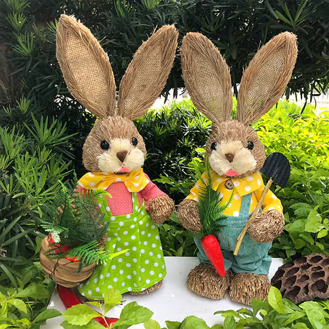 2 PCS Handmade Easter Bunny Decor (Indoor/Outdoor)