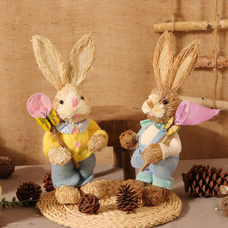 2 PCS Handmade Easter Bunny Decor (Indoor/Outdoor)