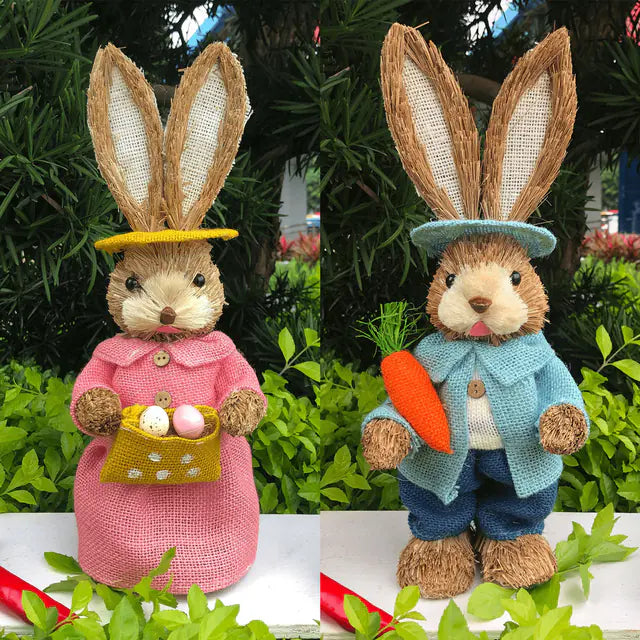 2 PCS Handmade Easter Bunny Decor (Indoor/Outdoor)