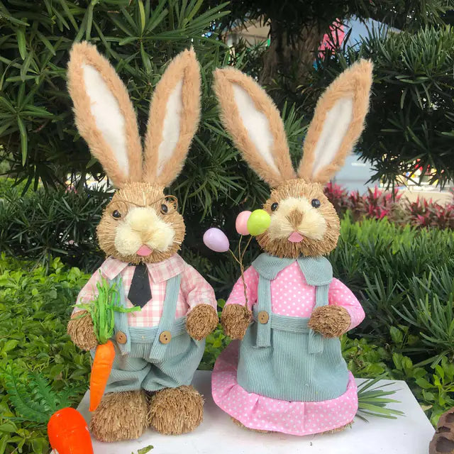 2 PCS Handmade Easter Bunny Decor (Indoor/Outdoor)