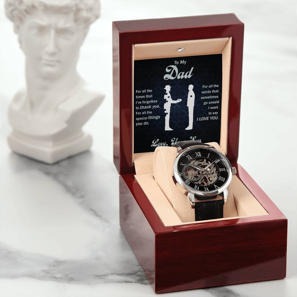 Black Leather Band Watch w/LED Box