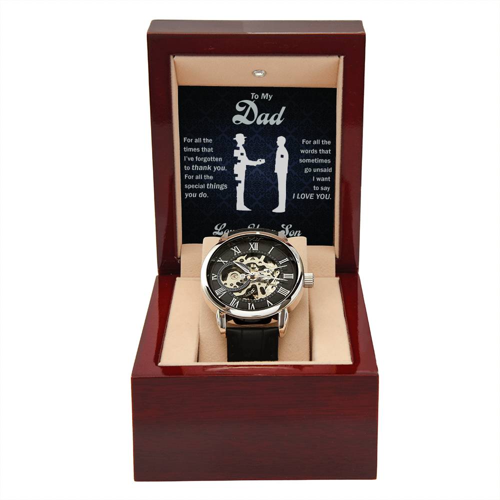 Black Leather Band Watch w/LED Box
