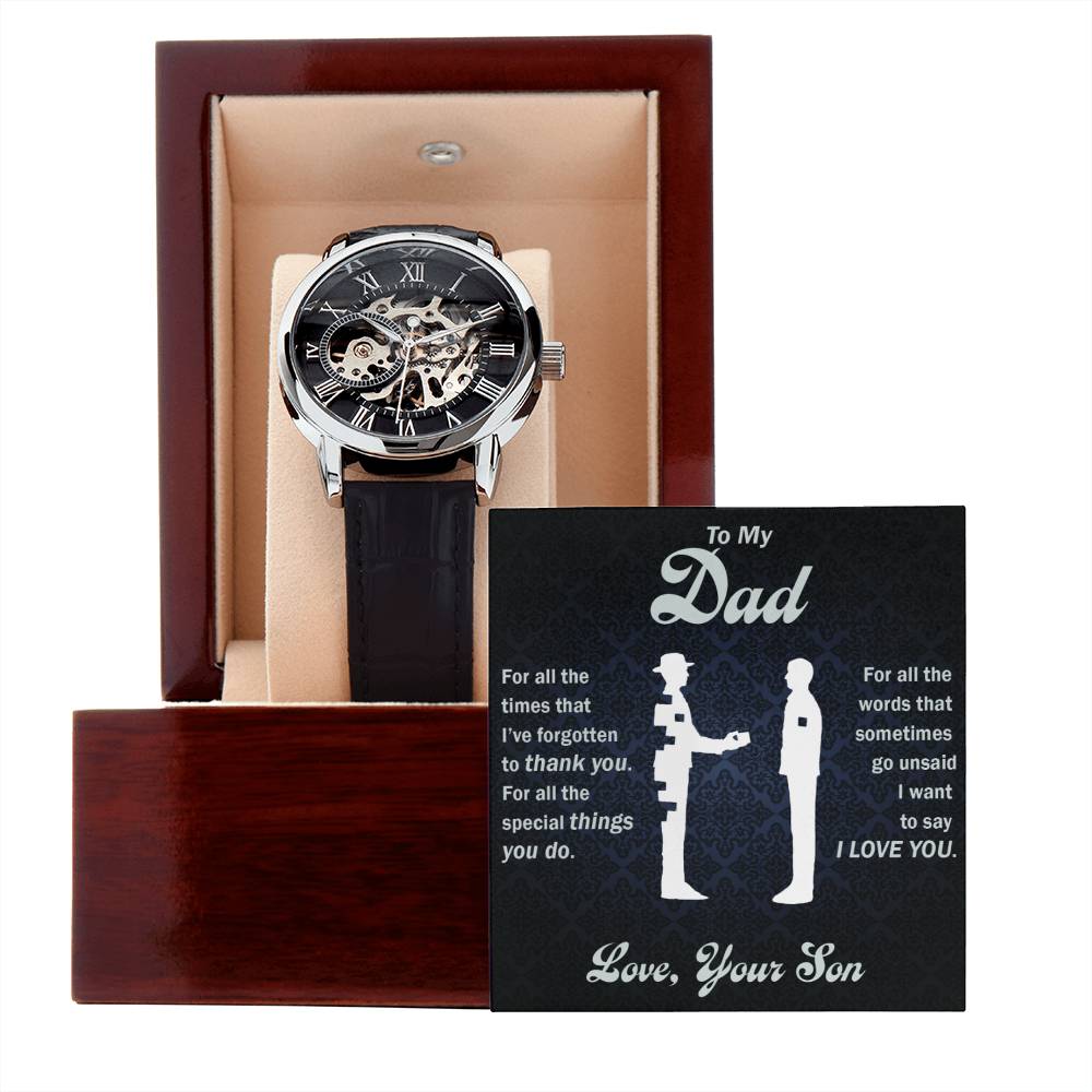 Black Leather Band Watch w/LED Box