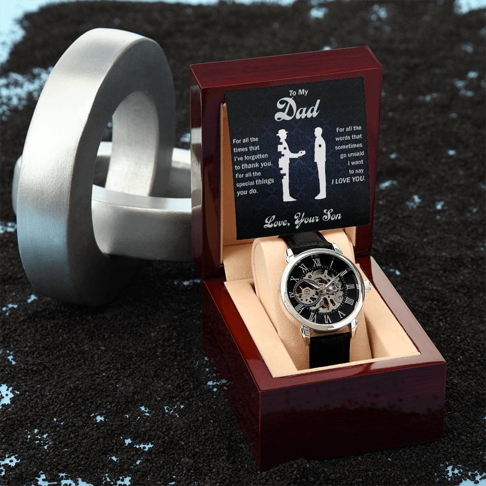 Black Leather Band Watch w/LED Box