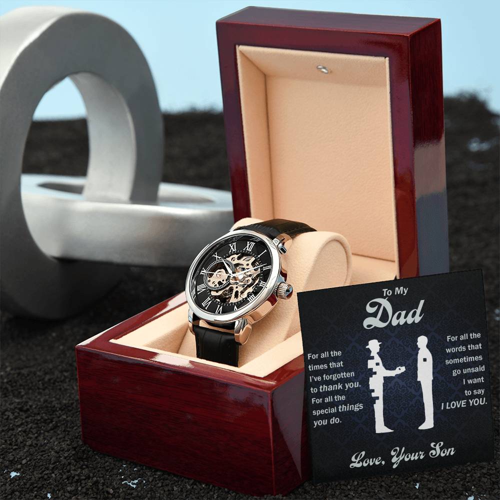 Black Leather Band Watch w/LED Box