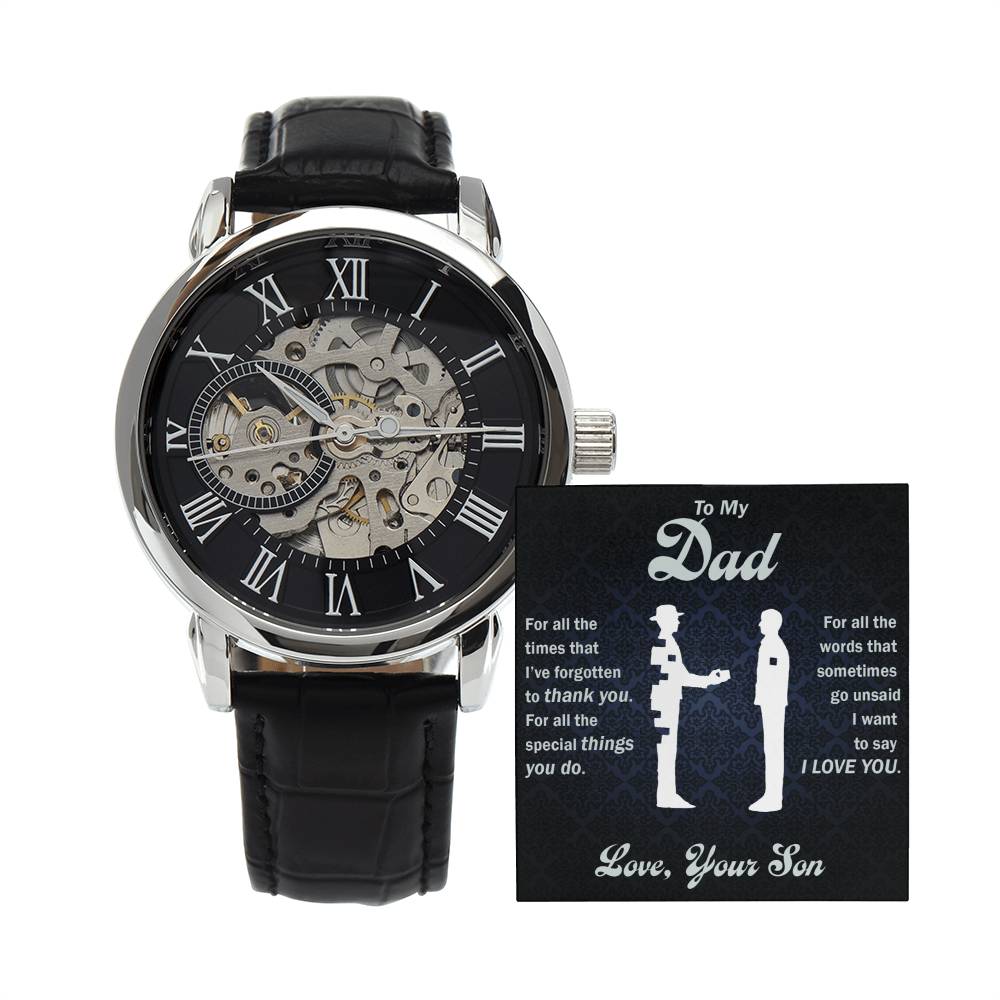 Black Leather Band Watch w/LED Box