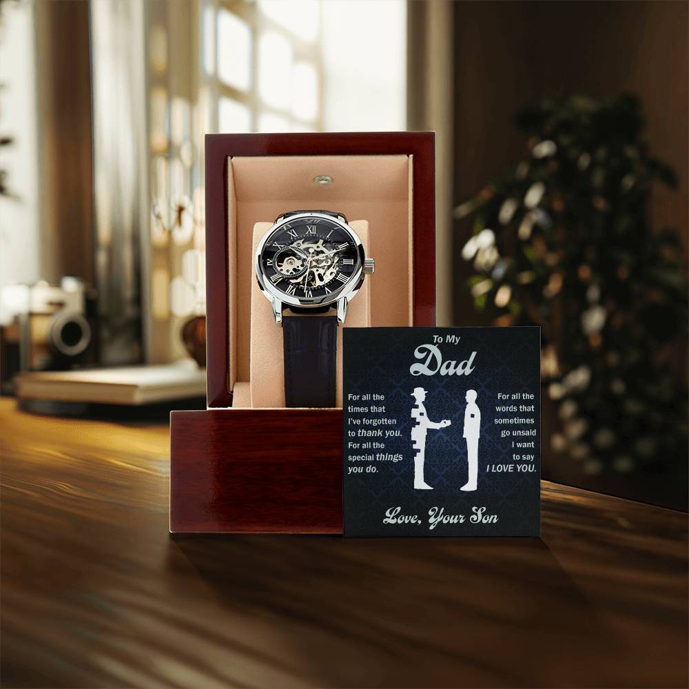 Black Leather Band Watch w/LED Box
