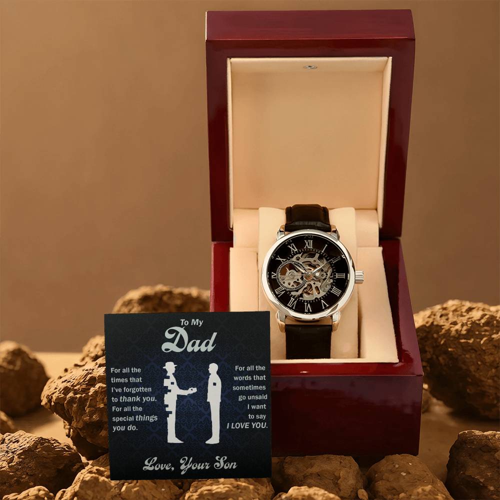 Black Leather Band Watch w/LED Box