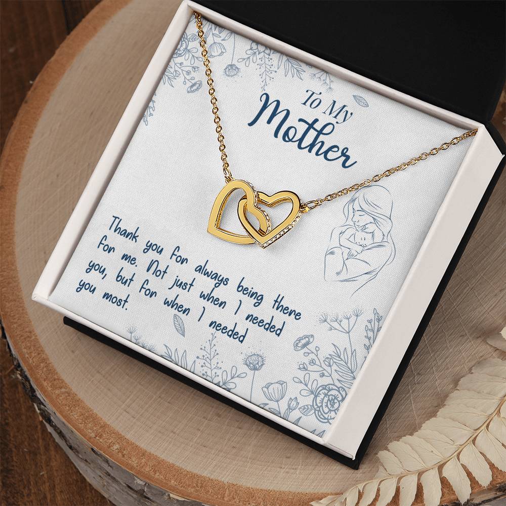Thank You For Always Being There - Interlocking Hearts Necklace - Mom