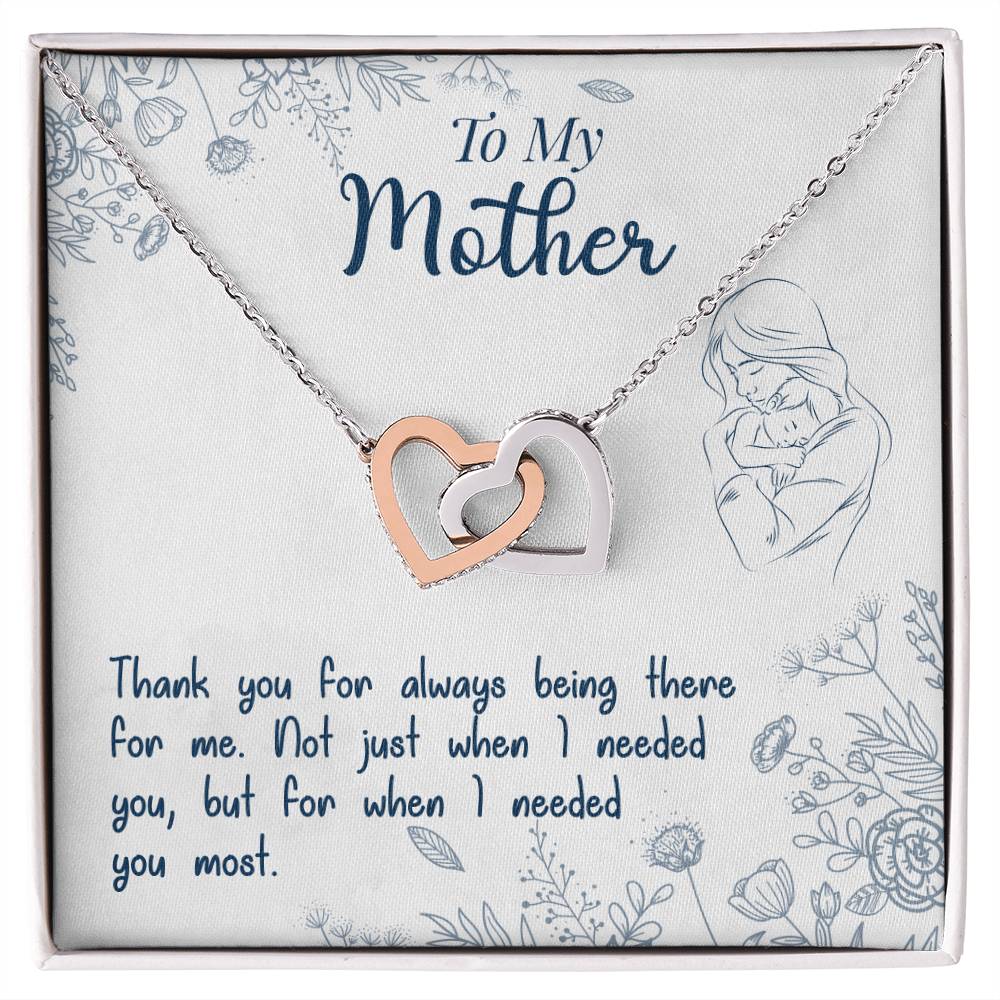 Thank You For Always Being There - Interlocking Hearts Necklace - Mom