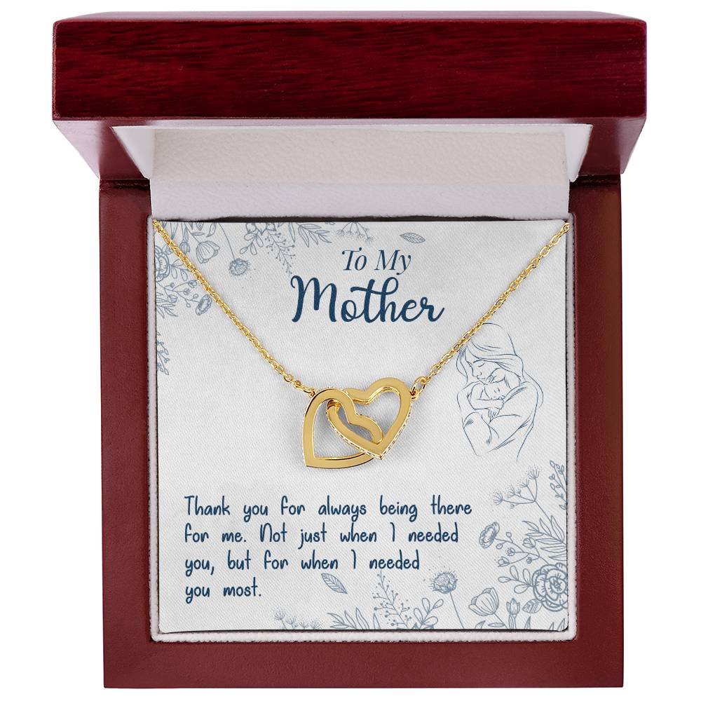 Thank You For Always Being There - Interlocking Hearts Necklace - Mom