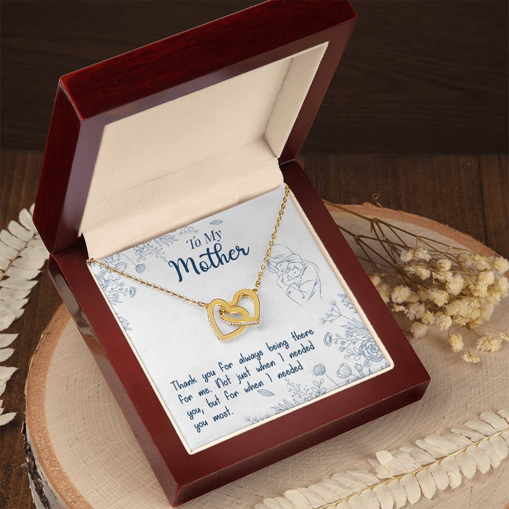 Thank You For Always Being There - Interlocking Hearts Necklace - Mom