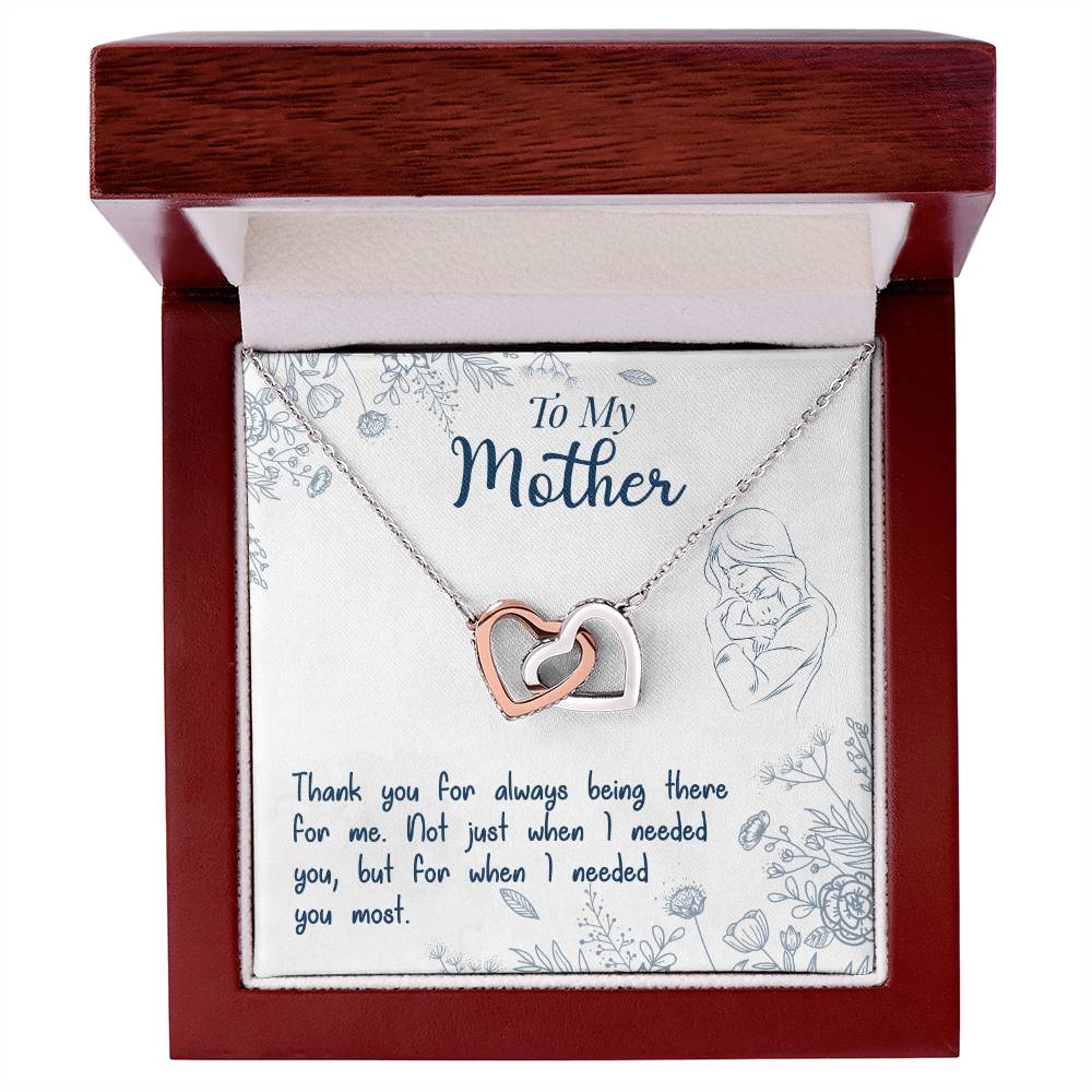 Thank You For Always Being There - Interlocking Hearts Necklace - Mom