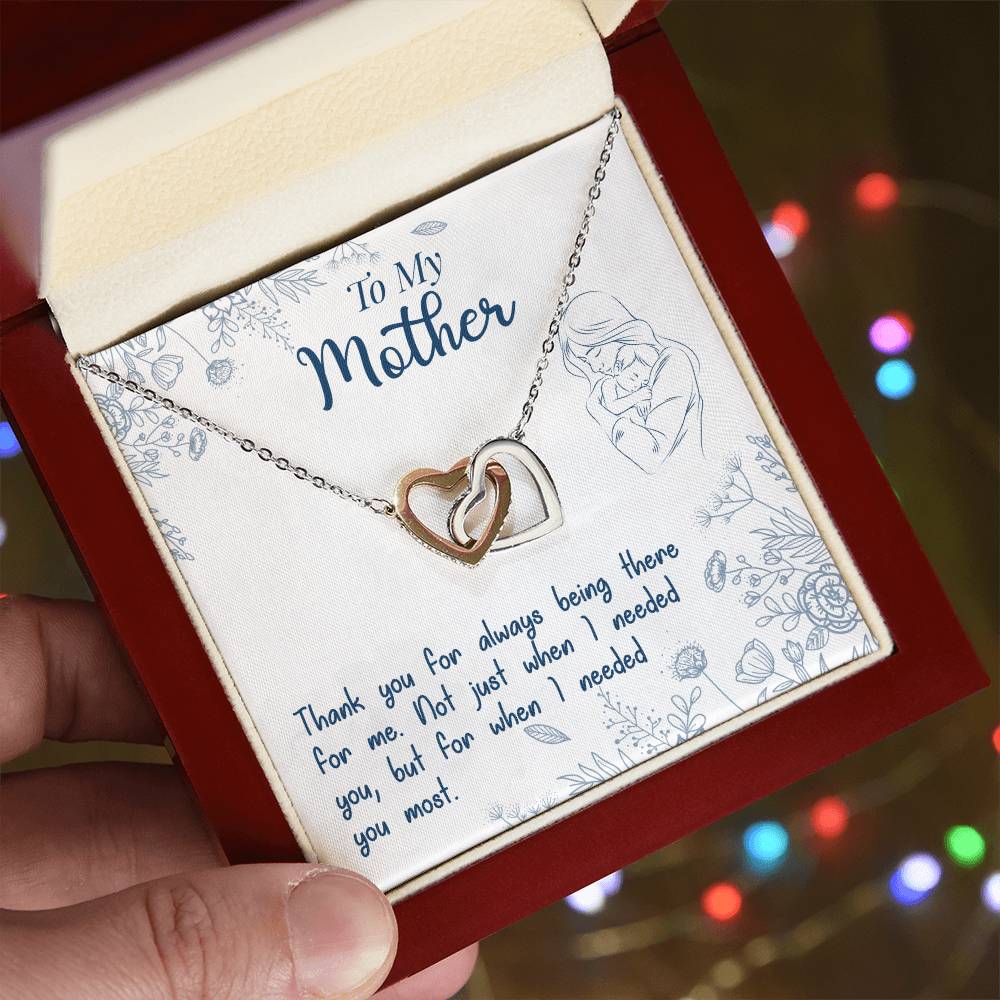 Thank You For Always Being There - Interlocking Hearts Necklace - Mom