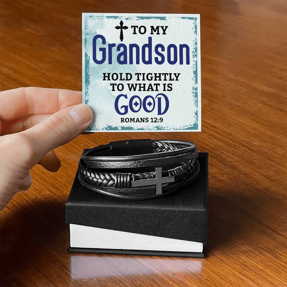 Cross Leather Bracelet - Grandson