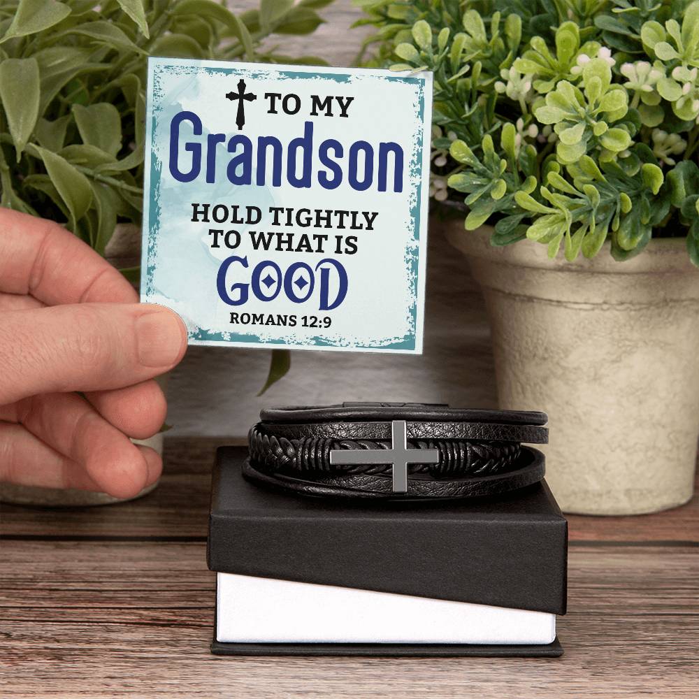 Cross Leather Bracelet - Grandson