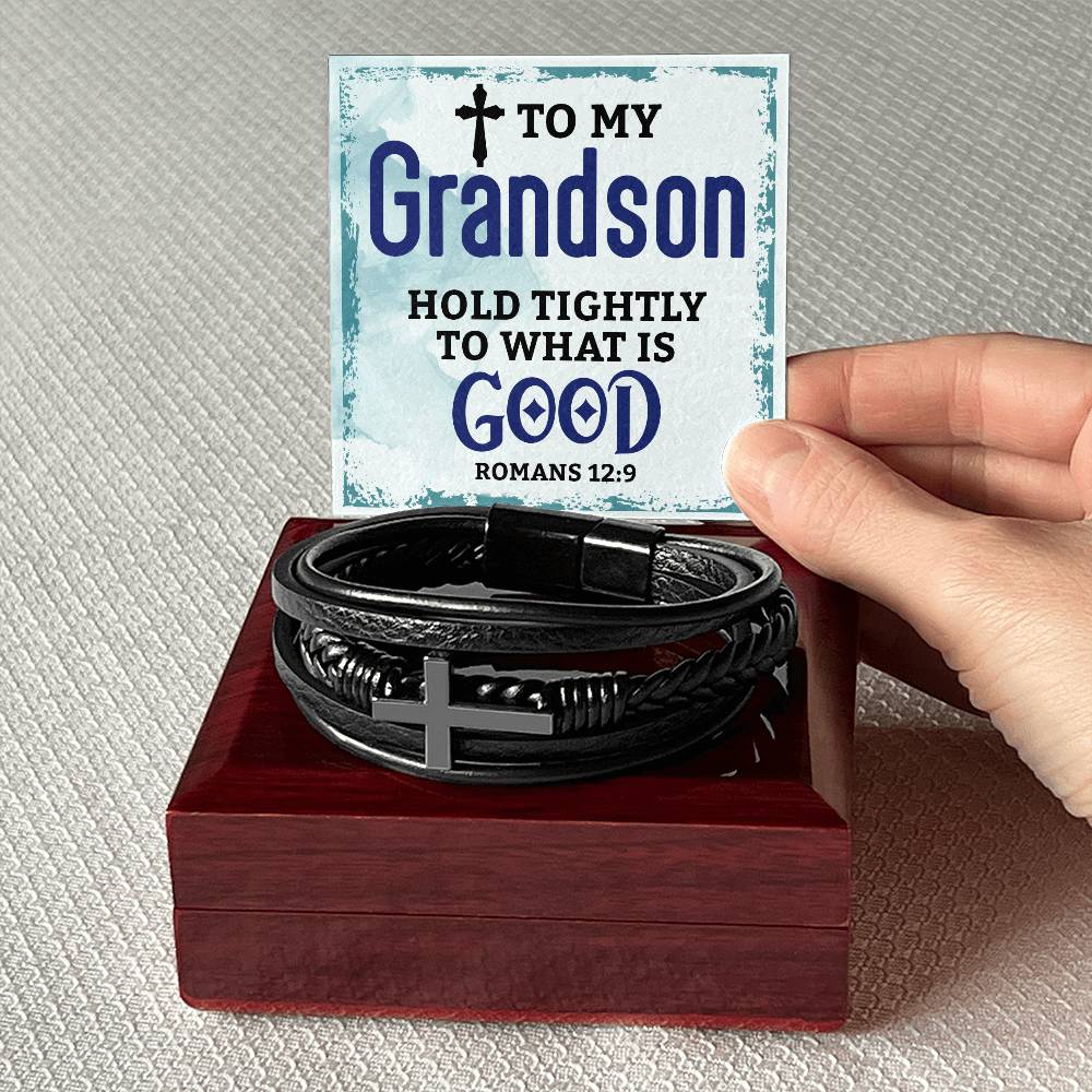 Cross Leather Bracelet - Grandson