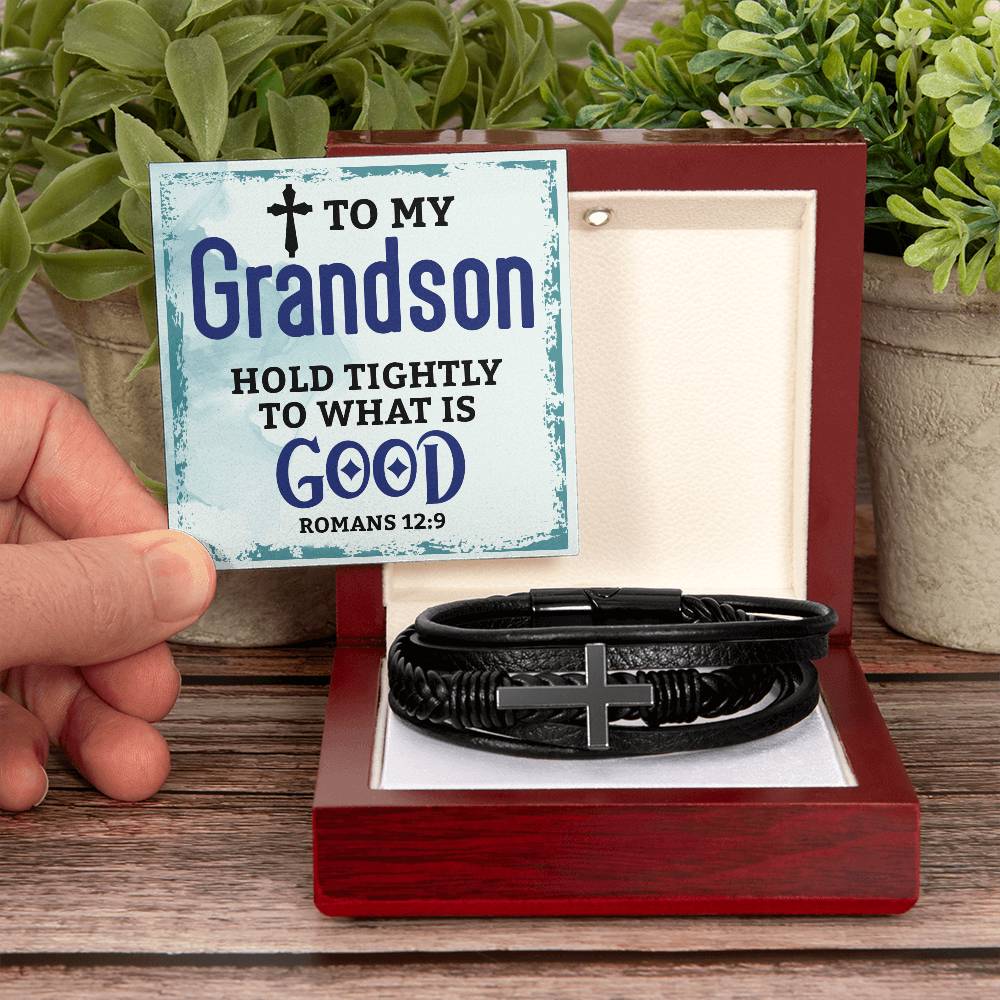 Cross Leather Bracelet - Grandson
