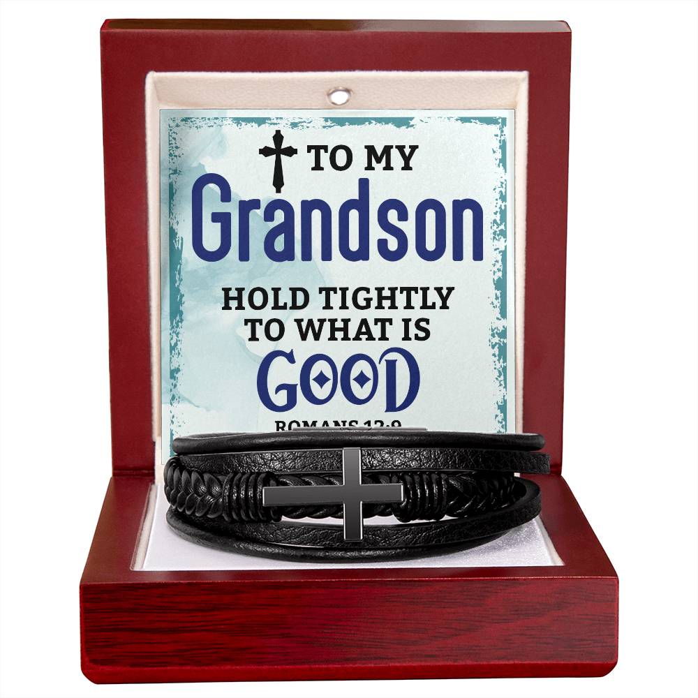 Cross Leather Bracelet - Grandson