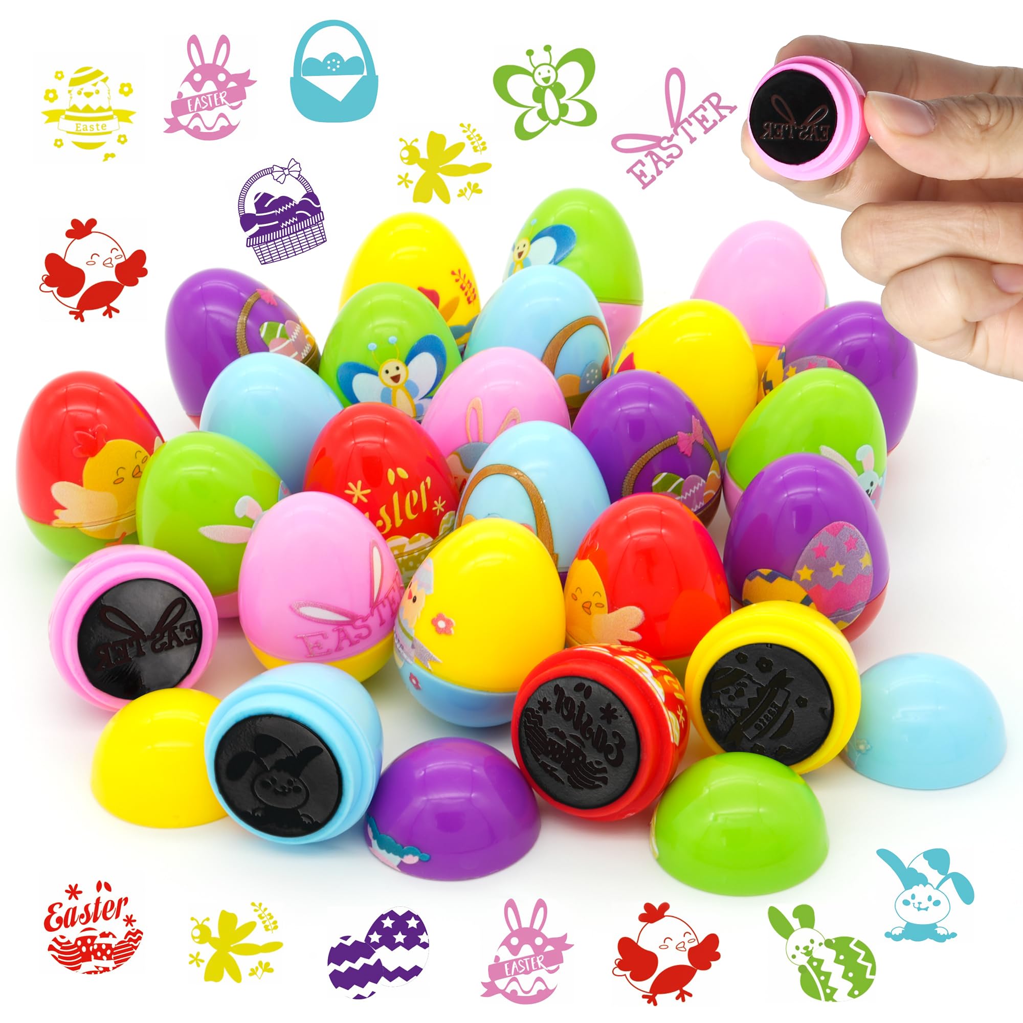 24 Pcs Easter Egg Stamps for Kids