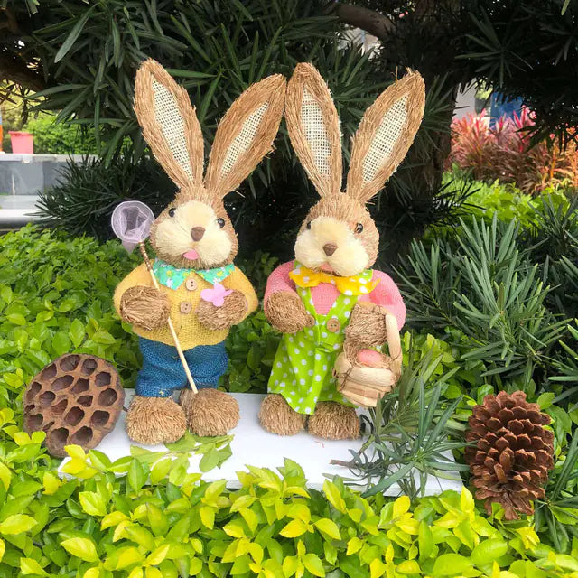 2 PCS Handmade Easter Bunny Decor (Indoor/Outdoor)