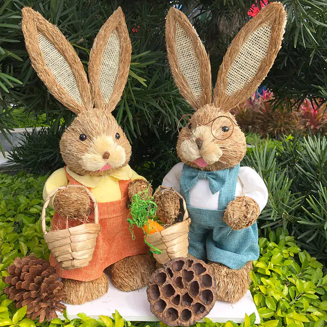 2 PCS Handmade Easter Bunny Decor (Indoor/Outdoor)