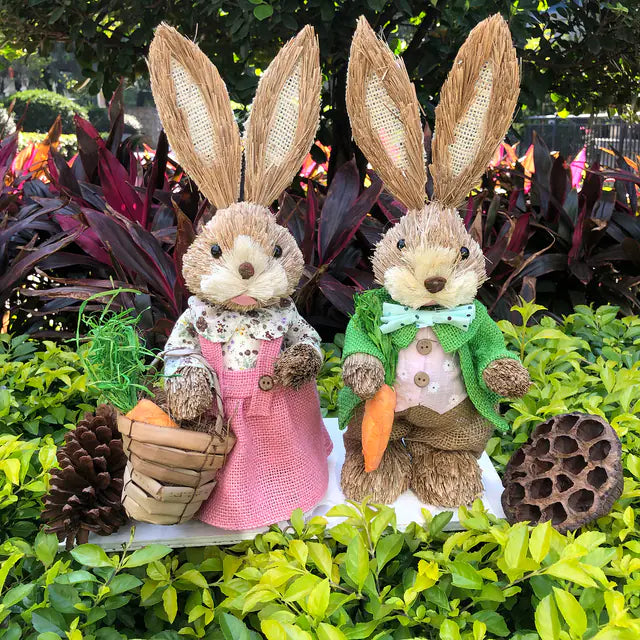 2 PCS Handmade Easter Bunny Decor (Indoor/Outdoor)