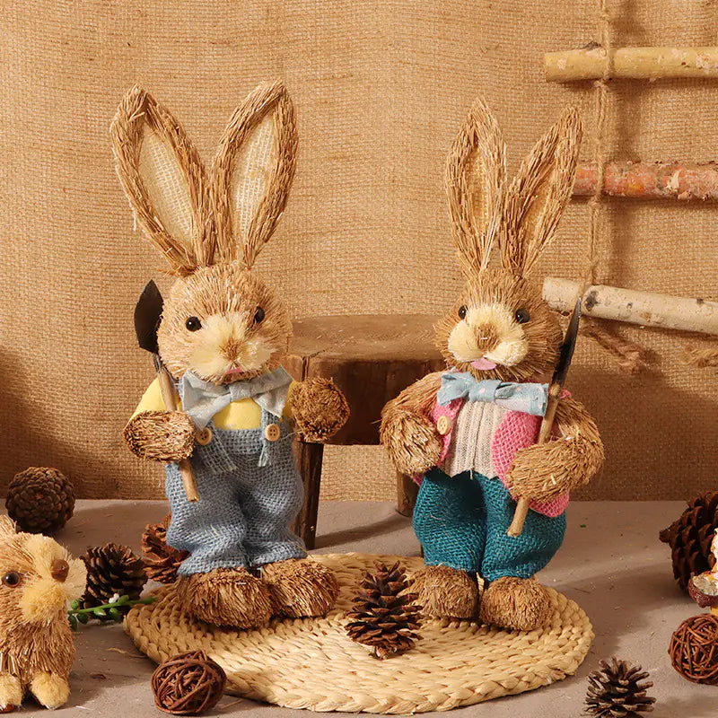 2 PCS Handmade Easter Bunny Decor (Indoor/Outdoor)