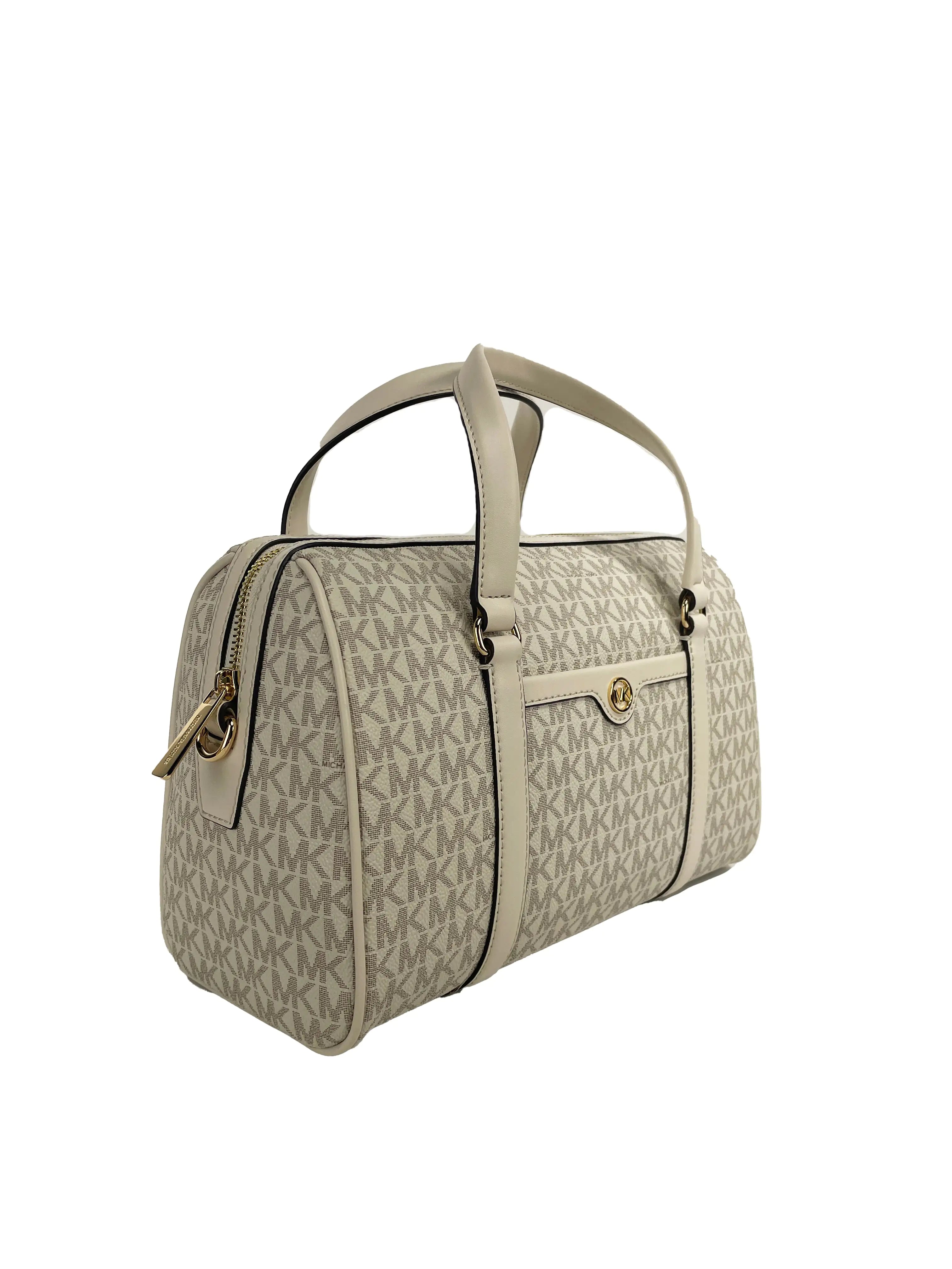 Michael Kors Travel Duffle Satchel Crossbody Bag - Medium (Cream)