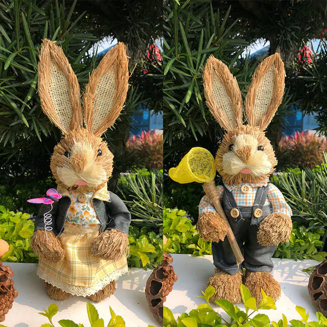 2 PCS Handmade Easter Bunny Decor (Indoor/Outdoor)