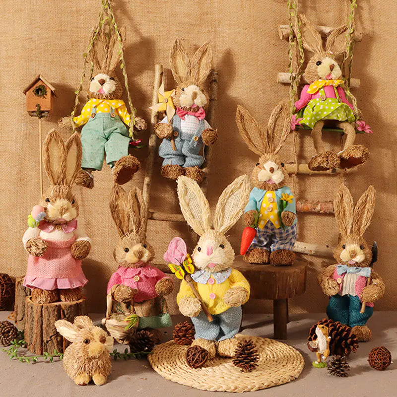2 PCS Handmade Easter Bunny Decor (Indoor/Outdoor)