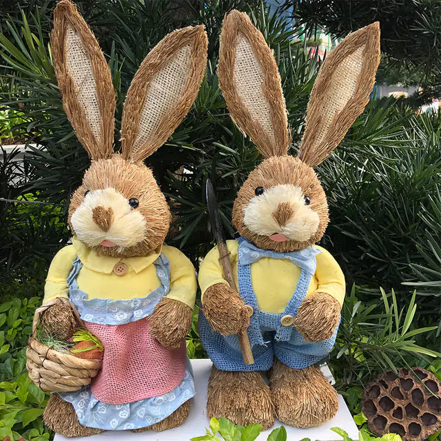 2 PCS Handmade Easter Bunny Decor (Indoor/Outdoor)